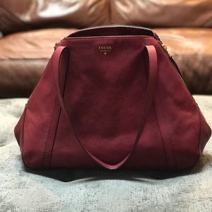 Fossil leather tote